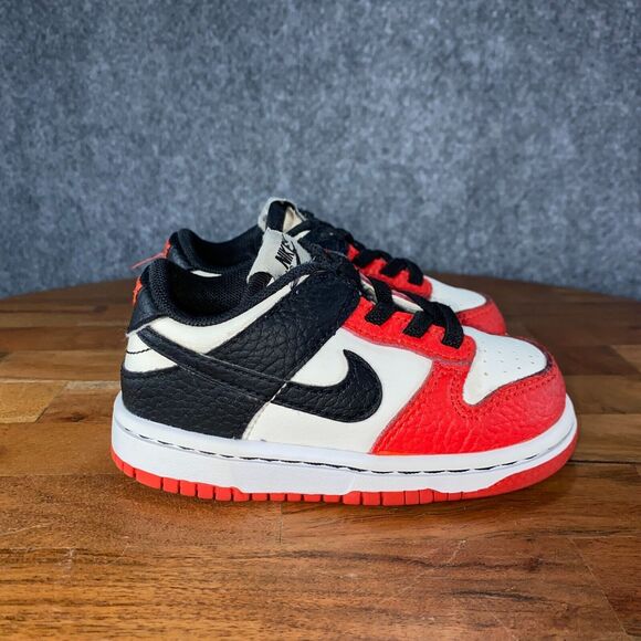 Nike Other - Nike Dunk Low EMB NBA Toddler 6C Shoes Black Red White Athletic Sneakers